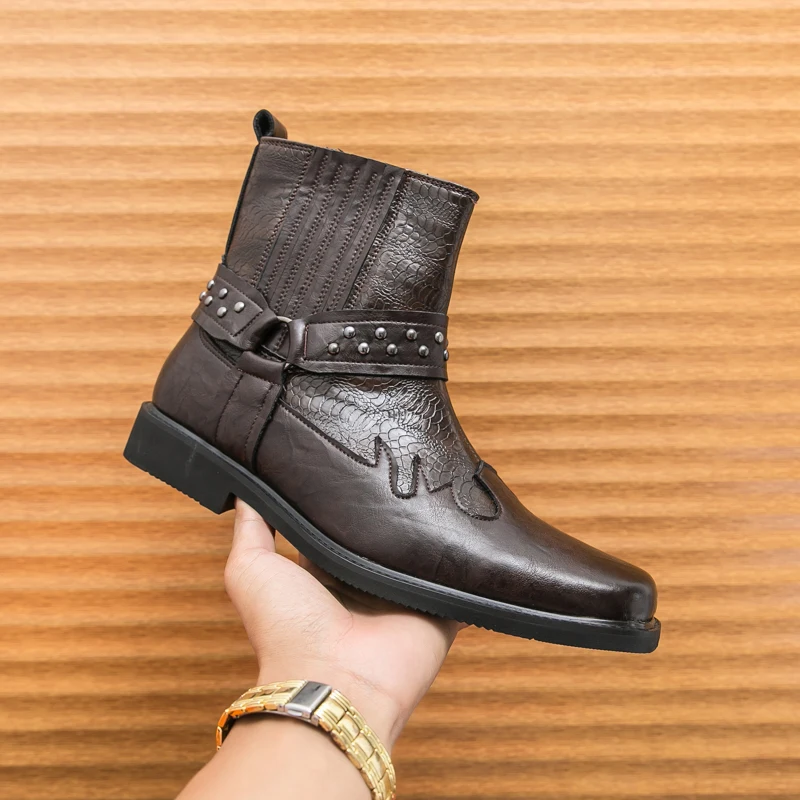Size 38-46 Retro Men Ankle Boots Men Comfortable Fashion Cowboy Boots European Outdoor Waterproof Training Brand Boots Men