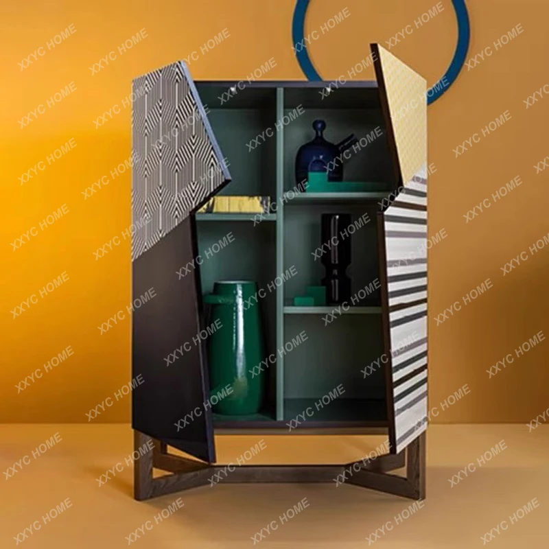 

A Modern minimalist art side cabinet, Nordic light luxury hand-painted sideboard