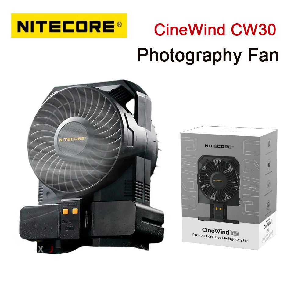 NITECORE CineWind CW30 Mini Photography Fan Protable Support NP-F Battery Charging Fan For Stage Short Video Wedding Film Studio