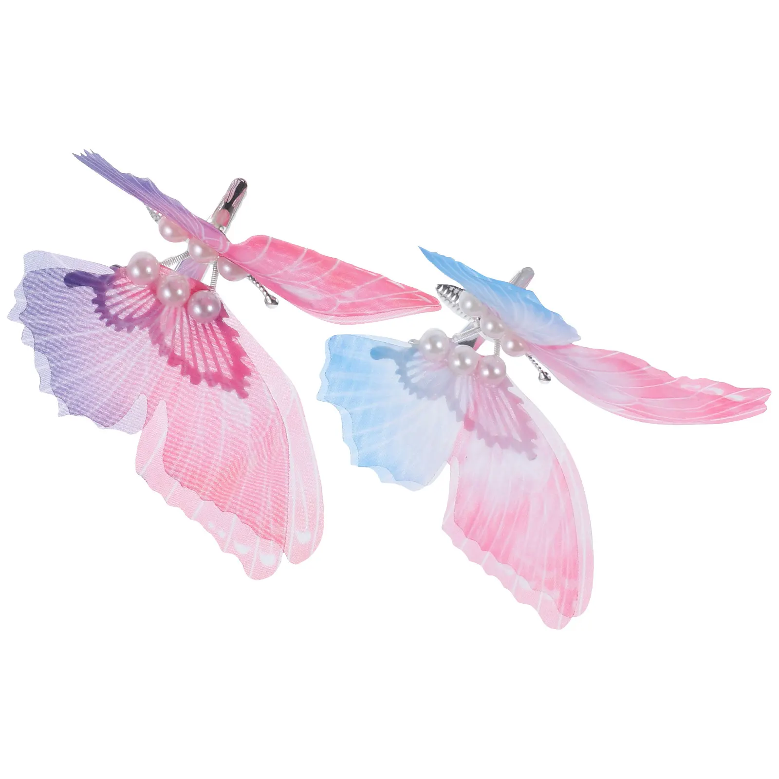 

2pcs Moving Butterfly Clips For Girls Kids Metal Hair Accessories Stylish Cute Hairpins Wedding Daily Wear Hair