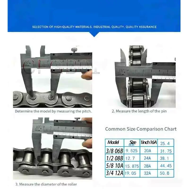 Industrial Drive Roller Chain 3/8 1/2 5/8 3/4 1 Inch 06B 08B 10A 12A 16A 20A Simplex Duplex