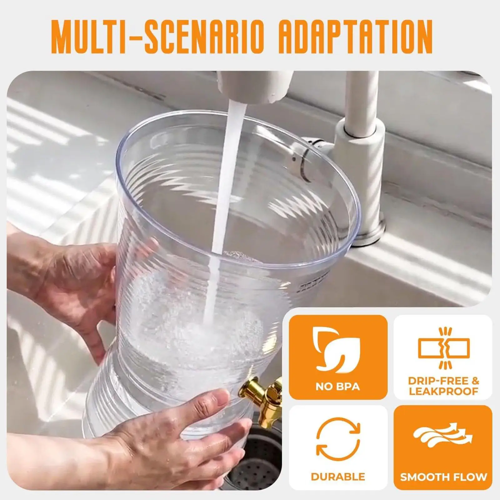 Beverage Dispenser, 6L, Easy to Assemble Clear Drink Dispenser with Spigot Juice Container for Counter Tops Lemonades