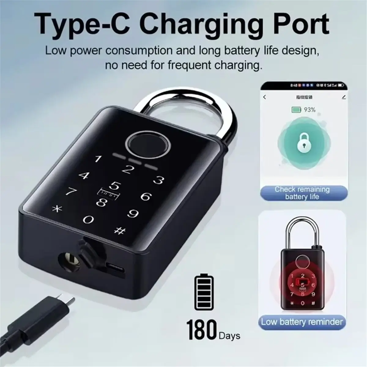 Tuya Smart Door Lock Fingerprint Padlock Password APP Card Key Unlock Smart RFID Electronic Lock for Outdoor