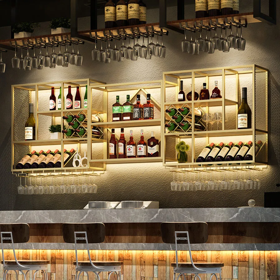 Wall Mount Bar Cabinet Storage Hanging Home Cube Column Mini Display Design Stackable Wine Rack Iron Gabinete Wedding Furniture