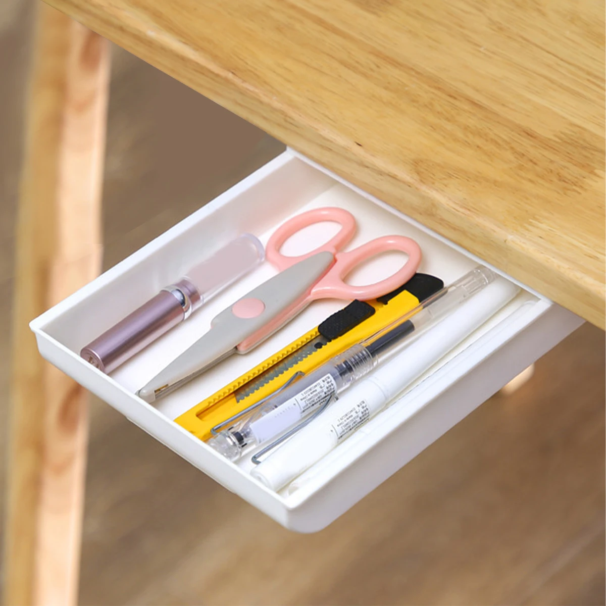 

Premium Plastic Expandable Drawer Storage Tray Box Under Table Hidden Desktop ganizer for Pens Tools Books 100x50x30mm Space