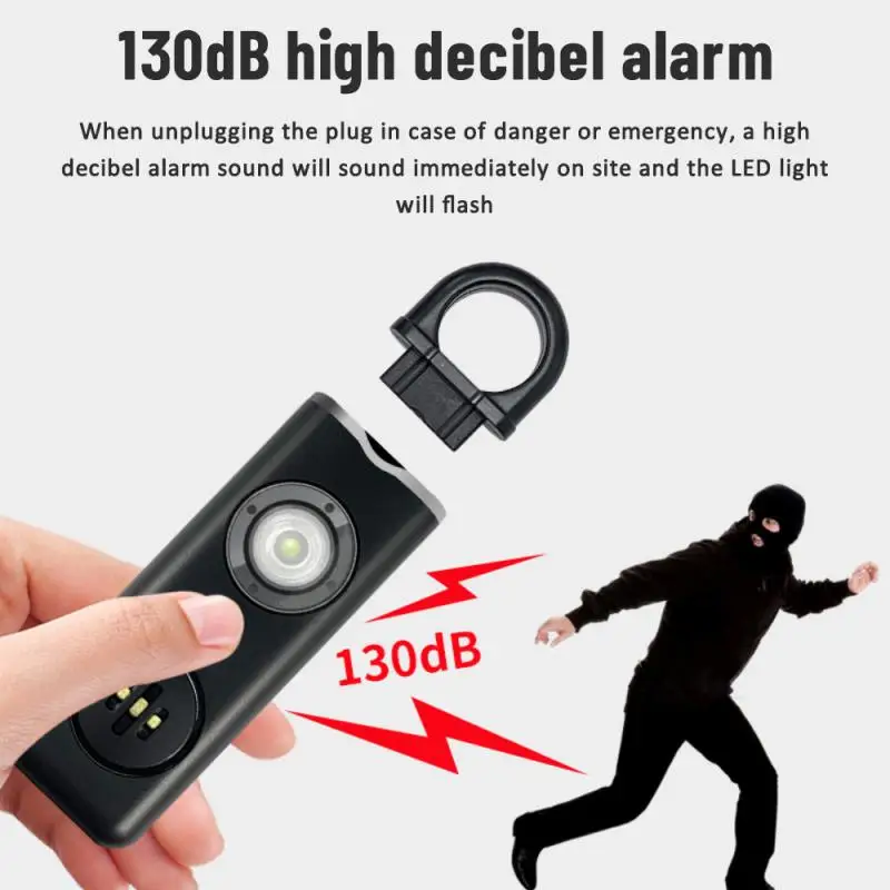 Wsdcam 130dB Self Defense Siren Safety Alarm with LED Light Rechargeable Women Security Attack Self-defense Alarm