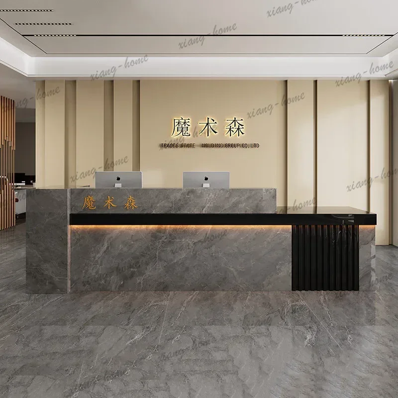 lsCustomized Unique Desk Table Premium Elegant Nordic Design Reception Desk Exquisite Glamour Bancone Per Negozio Office Furnitu