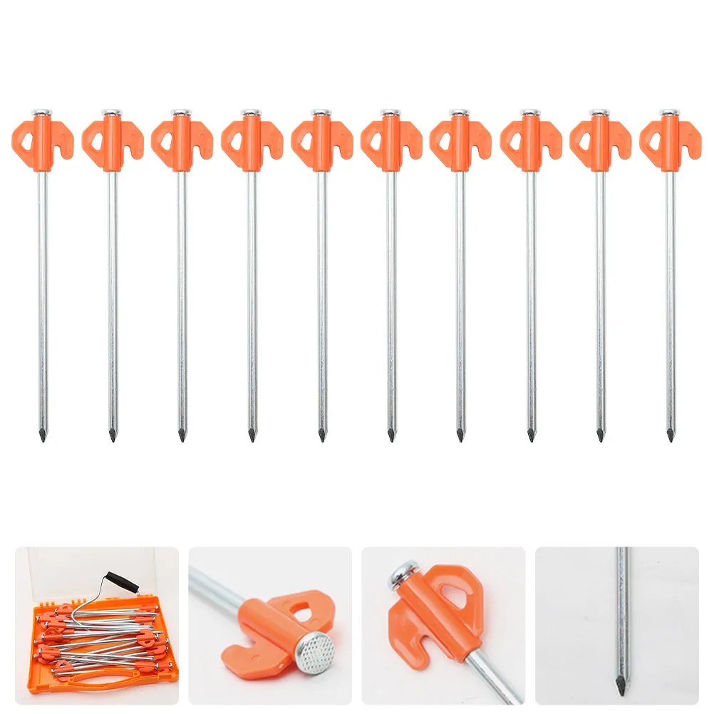 

10Pcs Windproof Tent Stakes Heavy Duty Plastic Steel Ground Tent Pegs for Outdoor Camping Beach Snow Use Sturdy Corrosion