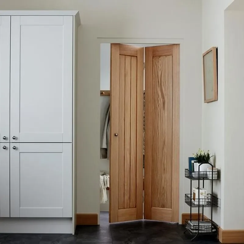 for Modern Simple Solid Wood Folding Partition Door Bathroom Wardrobe Lattice Glass Kitchen Sliding Door