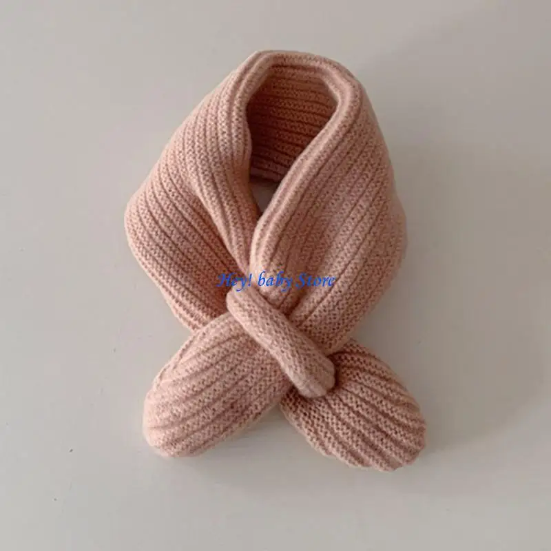 Q1FE Versatile Children Knitted Scarf Solid Color Scarf Warm Comfortable Child Scarf