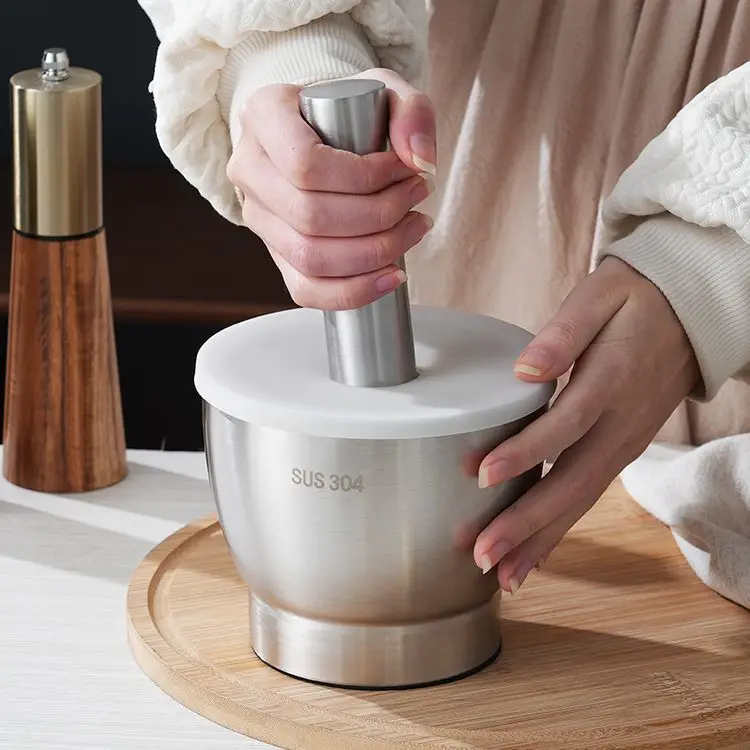 

Quickly mashed garlic pepper pounder new 304 stainless steel solid garlic pounder household grinding manual pounding medicine