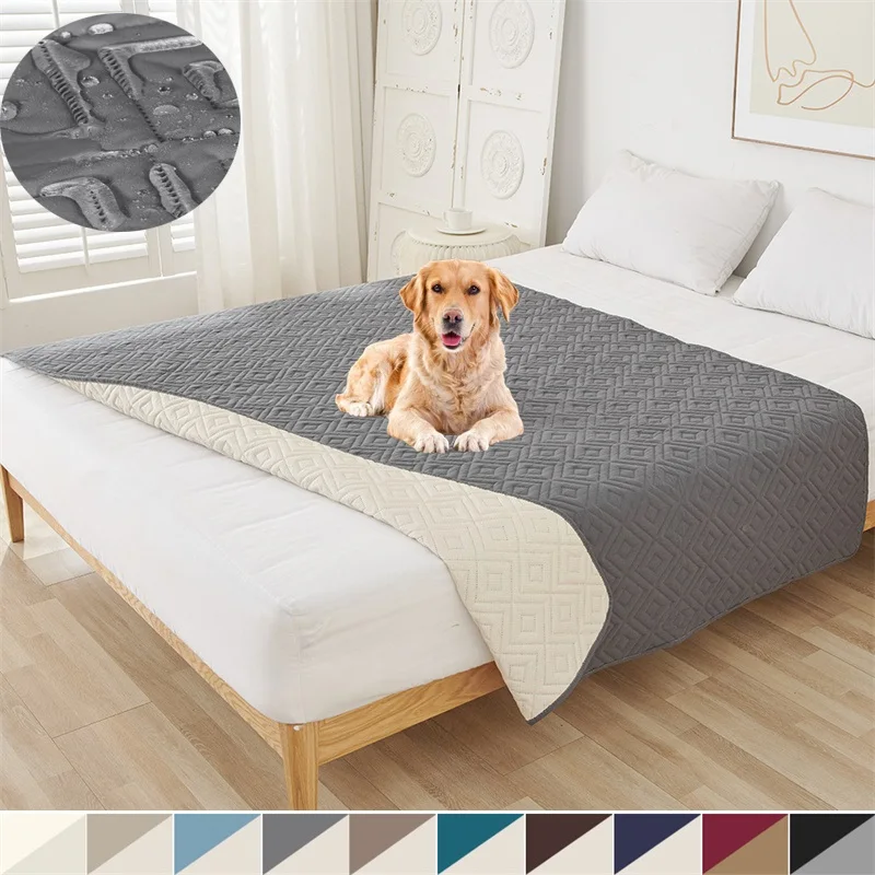 Waterproof Bedspread Pets Dog Cat Kids Urine Pad Bed Sheet Cover Quilted Mattress Pads Washable Mattress Protector Covers Solid