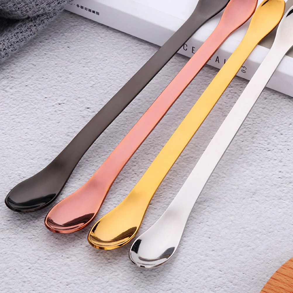 

Stainless Steel Double-End Powder Scoop Rose Gold Mirror Finish Smooth Curve For Coffee Seasoning Kitchen Stirring Tools