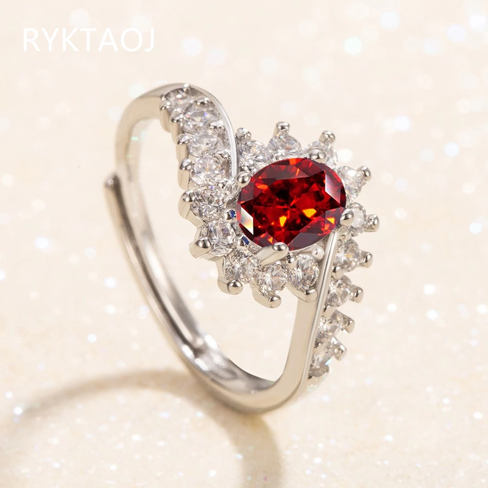 925 Sterling Silver Oval Blue Sapphire Color CZ Halo Ring for Women Sunburst Cubic Zirconia Twisted Band Adjustable Jewelry Gift