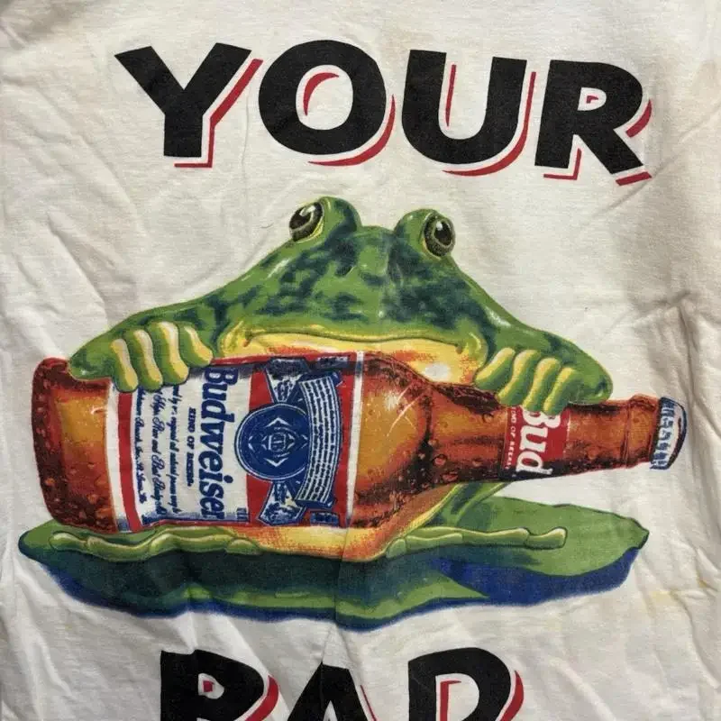 Vintage Men'S Budweiser Beer T Shirt Frog Your Pad Or Mine 1995 White Size Xl