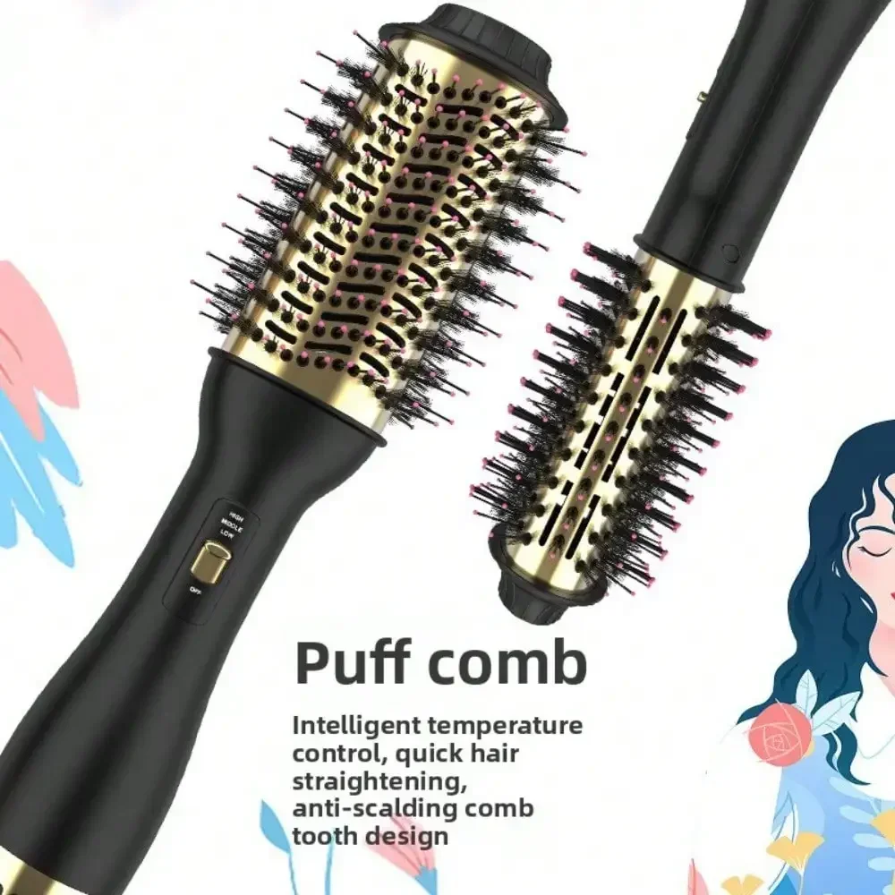 New 3-In-1 Hot Air Comb Roll Straight Dual-Purpose Negative Ion Blowing Comb Electric Blowing Quick Styling Hair Straightening Comb view 4