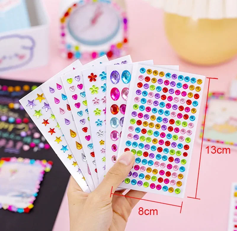 Muticolor Self Adhesive Gems Stickers for Crafts  Rhinestones Assorted Shapes Jewels Rhinestones Stickers Girls Kids Gifts