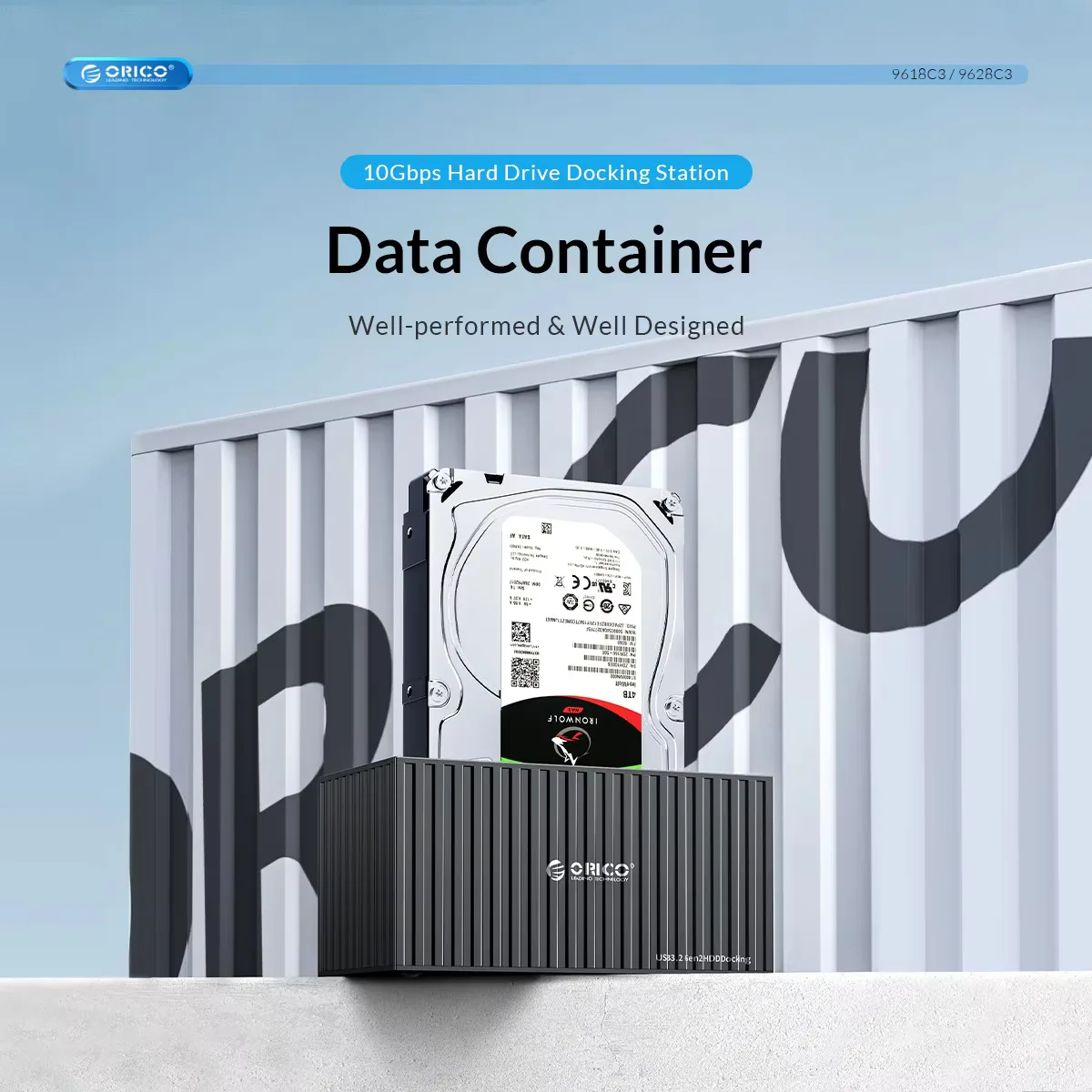 ORICO-Dual-Bay Docking Station Type-C 5Gbps 2.5 " 3.5" HDD SSD Power UASP ContainerUse for PC, Laptop,Smart TV Design