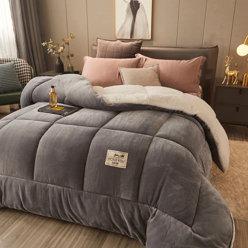 Lamb velvet quilt winter thickened quilt warm single double blanket autumn winter quilt core cotton comforter space quilt