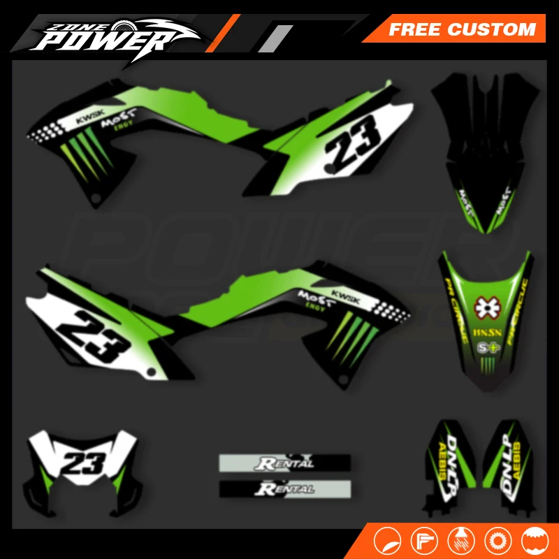Powerzone Custom Motorcycle Fairing Graphics Background Decals Sticker Kits For KLX150BF 2017 2018 2019 2020 2021 2022