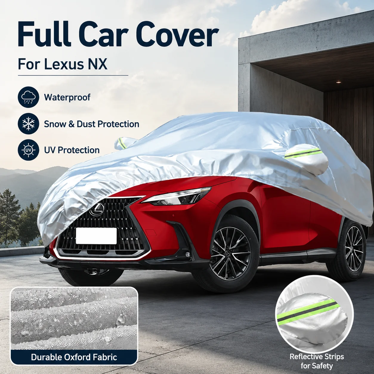 Waterproof Outdoor Full Car Cover Reflective Strips Snowproof Dustproof UV Protection For Lexus NX Auto Exterior Accessory