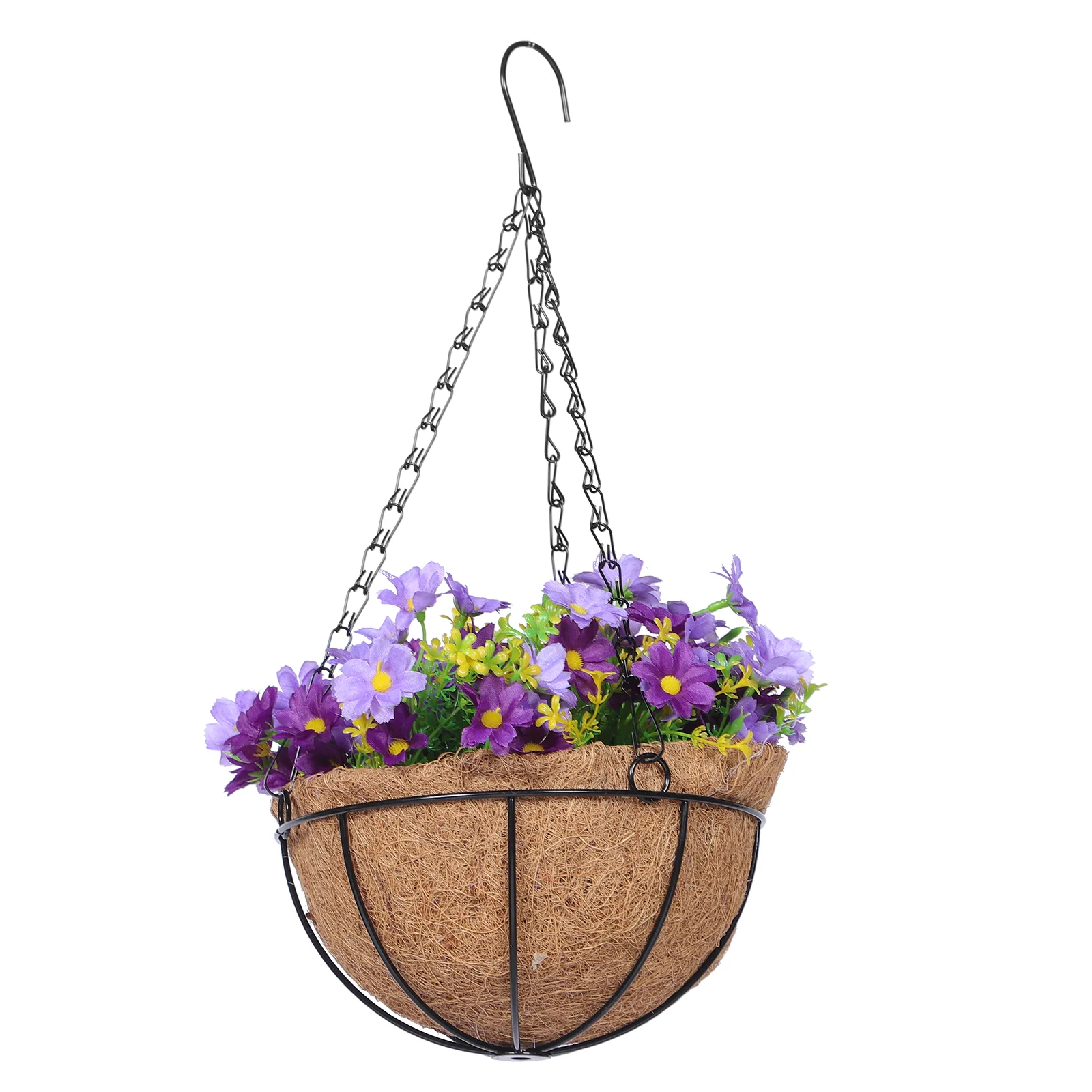 Gardening Iron Frame Coconut Palm Flower Basket Hanging Pot Clothes Wreath Ornament Planter Indoors Outdoor Pots