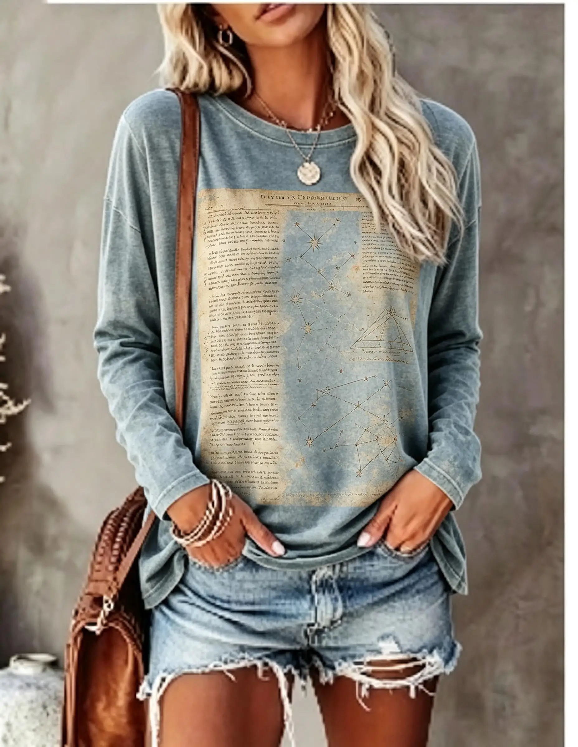Women Long Sleeve T Shirt Vintage Western Horse Cactus Poster Print Crew Neck Casual Fall Tops view 5