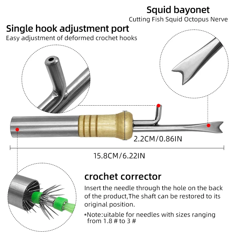 ShareShark Multifunctional Squid Jig Hook Corrector Tool Stainless Steel Squid Bleeding Needle For Squid Jig Fishing Saltwater
