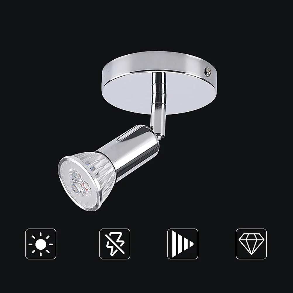 

Round Single Head LED Wall Lamp GU10 3W Ceiling Light Decorative Spotlight for Living Room Stairway Aisle (Warm White, Silver)