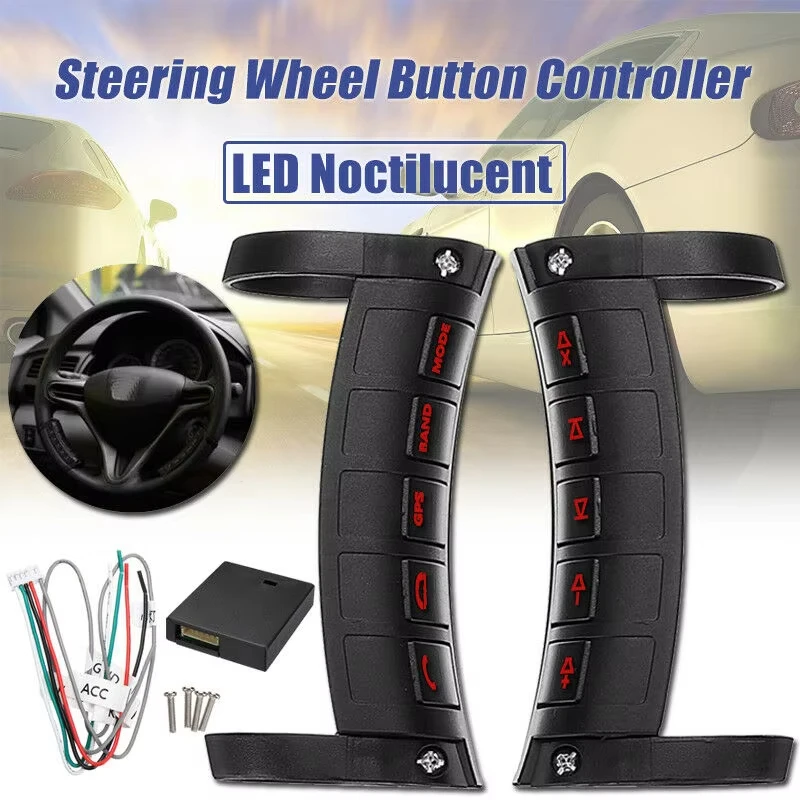 

Universal Remote Control Car Steering Wheel Button Remote Control Bluetooth DVD Navigation Button Remote Controller LED Wireless