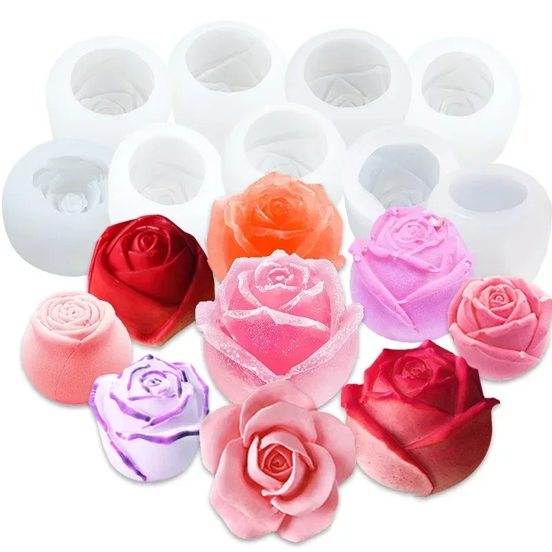 1-2,5 Zoll Rose Ball Silikon Kerze Form Handgemachte Schokolade Eis Kuchen Backform Diy Seife Handwerk Harz Gips Zement form
