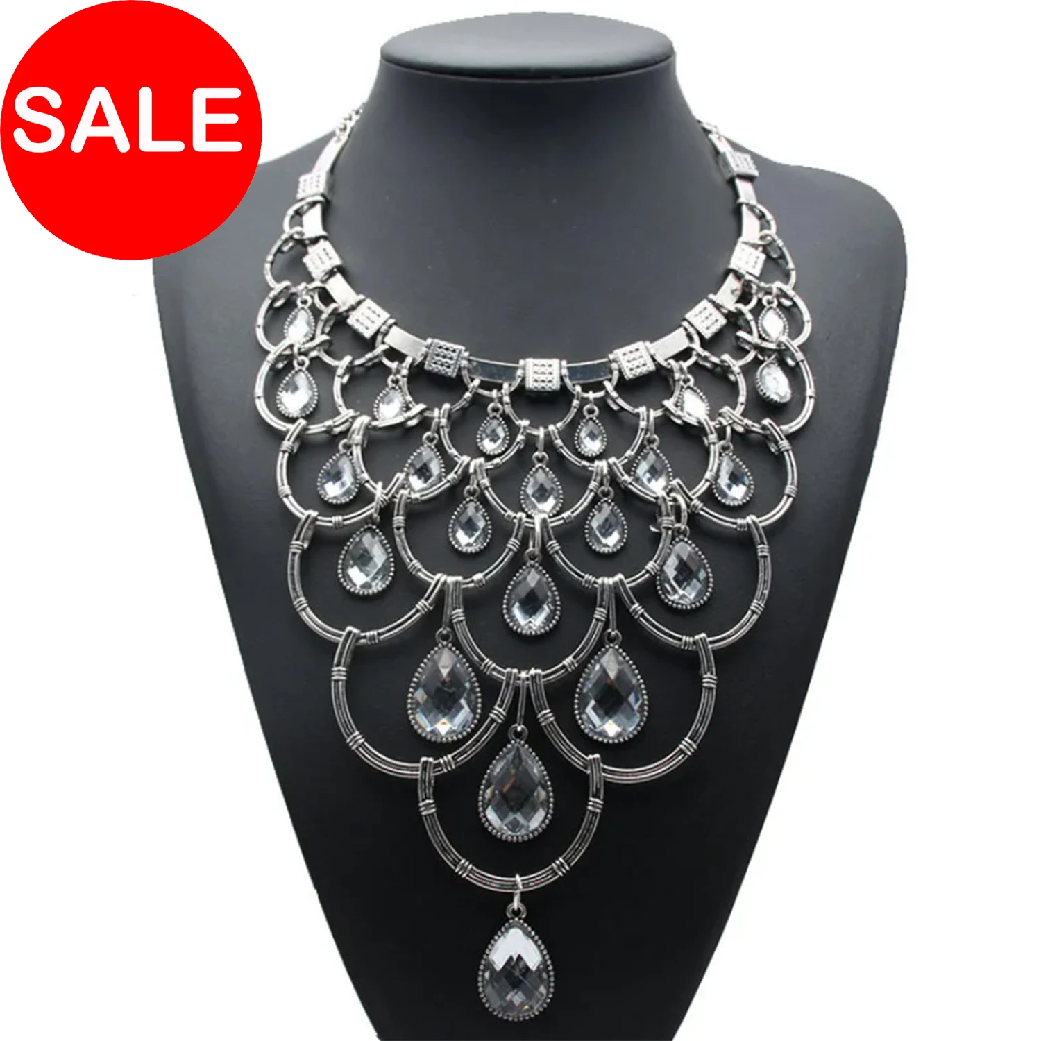 

Long Pendent Large Necklace Maxi Women Fashion Jewelery Collares Statement F1004 with Rhinestones bohemian