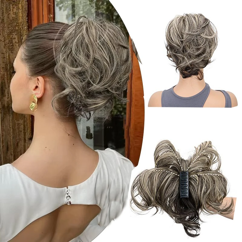 Synthetic 12Inch Short Curly Claw Clip Ponytail Braids Extensions In Hair Elegant for Women Hair Accessories