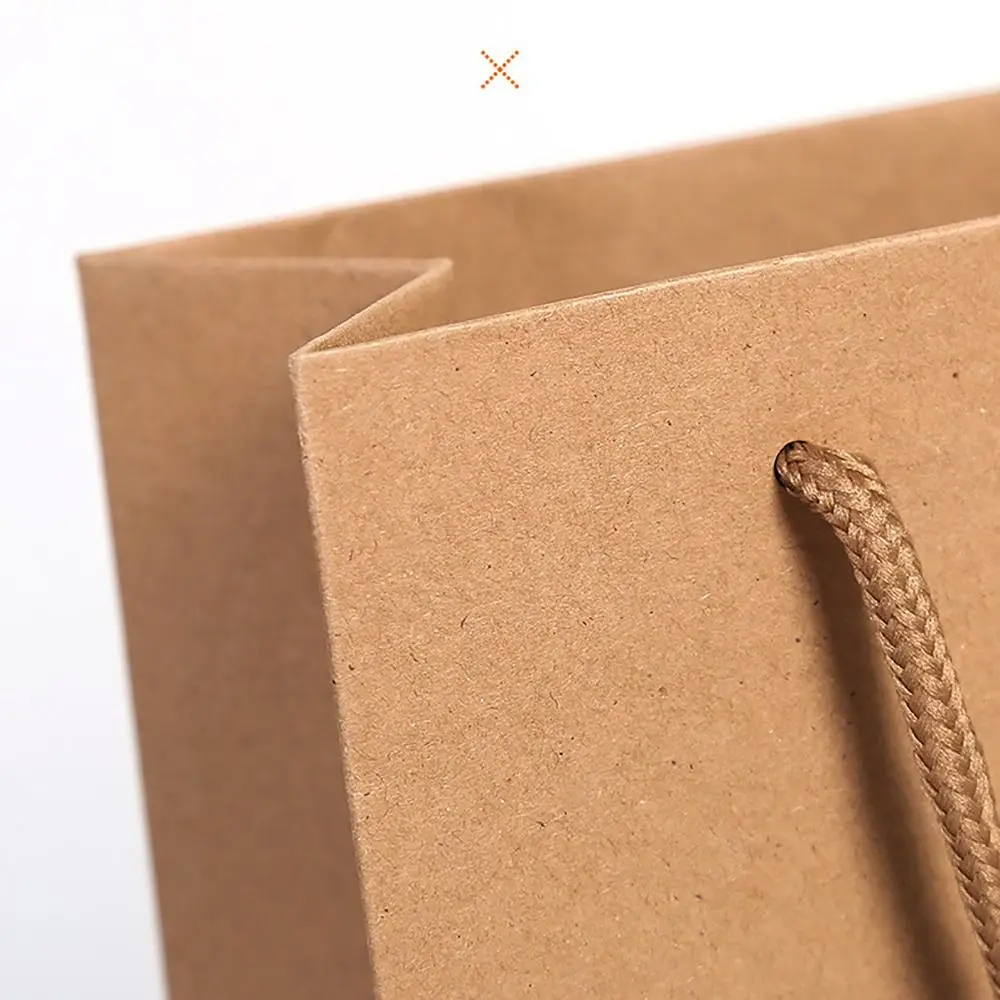 Foldable 10 Sizes Kraft Paper Bags with Handles Party Accessory Gift Bags Vertical Horizontal Shopping Handbag Home Decor