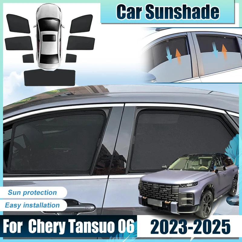 

For Chery Tansuo 06 Accessories T1EJ 2023 2024 2025 Car Front Rear Window Sun Shades Covers Anti UV Visors Heat Mesh Accesorios