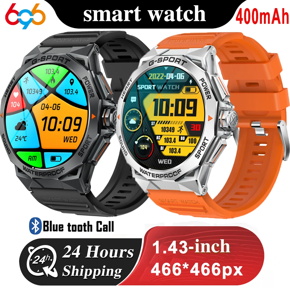 

2024 New Men Outdoors Sports 1.43" AMOLED Screen Smartwatch Blue Tooth Call Heart Rate Blood Oxygen Waterproof Women Smart Watch