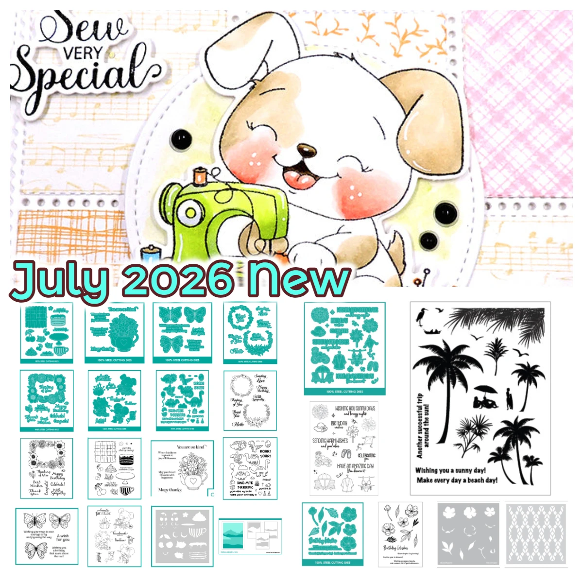 Nouveauté Juillet 2026 : Matrices de découpe métalliques, tampons et pochoirs Dino-Mite Floral Wreath pour scrapbooking DIY, production de journaux et cartes faites main