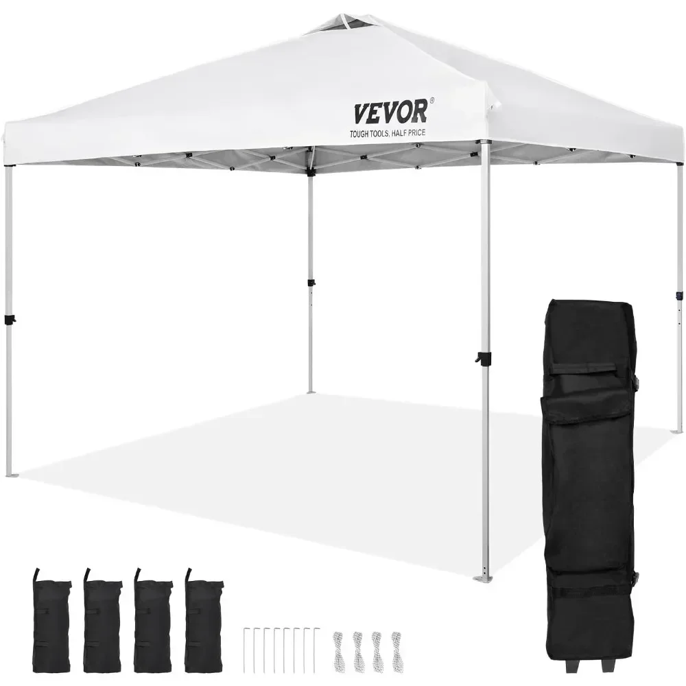 Pop Up Canopy Tent 10 x 10 ft Tarp with Portable Roller Bag and 4 Sandbags Waterproof and Camping White Freight free