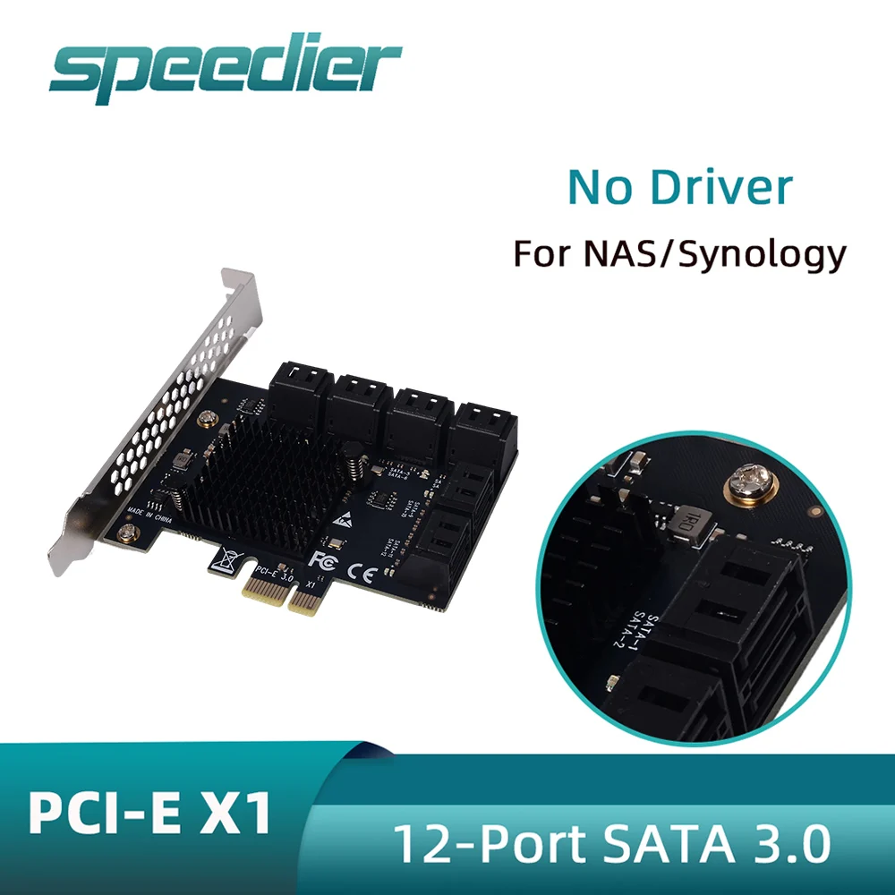 PCIe To SATA 3.0 Expansion Card 12 Port SSD Solid State Drive Adapter Card 24 / 20 / 16 / 10 / 8 / 6 Port Driver-Free x1 x4 x16