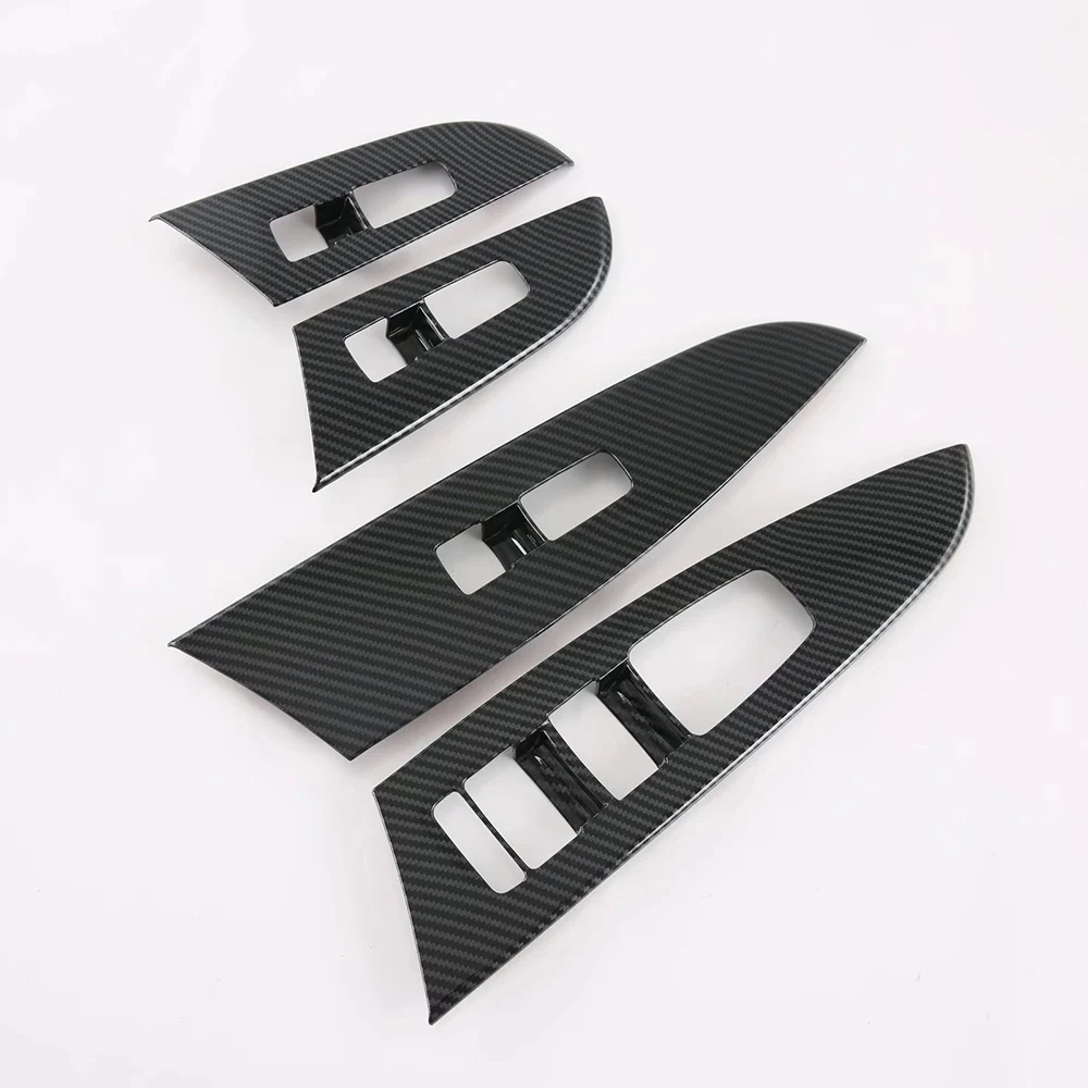 For 2019-2023 Kia Mohave Door Window Switch Bezel Trim Covers Carbon Fiber Printed