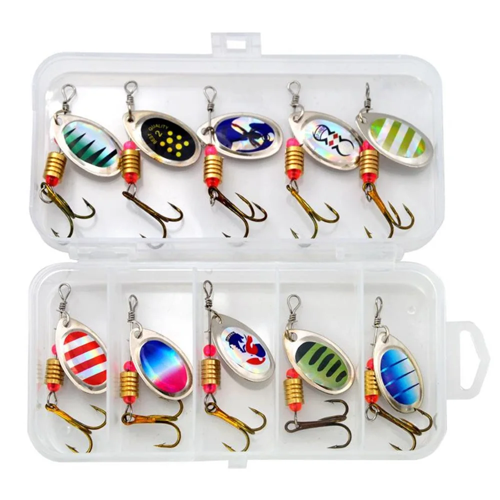 

10pcs Waterdrop Spoon Fishing Lures with Hooks Metal Spinner Baits for Trout Bass Saltwater Freshwater Fishing Tackle