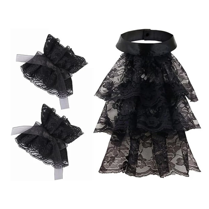 

Victorian Ruffled Choker Collar Decorative Wrist Cuffs Cosplay Medieval Cosplay Y166