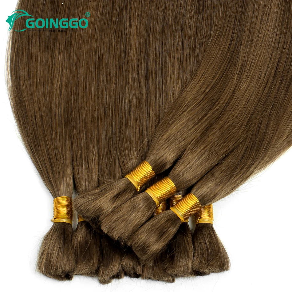 Extensions de Cheveux Humains pour Tressage Remy, au Crochet, Lisses, Bruns châtains, 16-28 Pouces, 6 #, 100g