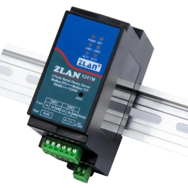 

Two RS485 To Ethernet Modbus RTU To TCP Industrial Grade ZLAN5207M on A 2-port Serial Server