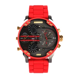 Reloj con correa de Gel de sílice para hombre y mujer, cronóscopo de cuarzo de diseño, cronógrafo de pulsera de cuatro esferas, negro y dorado