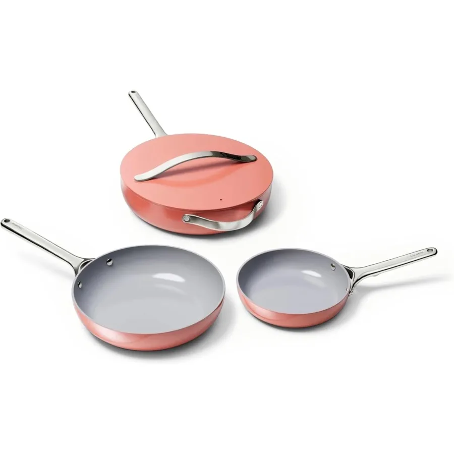 

4Piece Fry Pan Set NonStick Frying Pans 10.5 and 8 and NonStick Sauté Pan Non Toxic PTFE and PFOA Free Oven Safe and Compatible