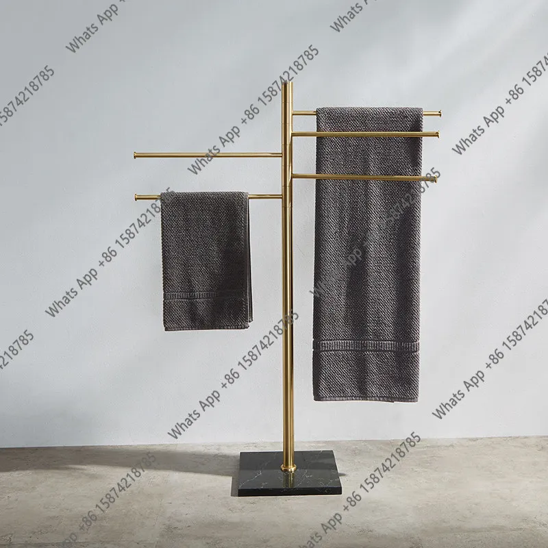Kk Marble Floor Towel Rack High And Low Rod Rotating Towel Rack Vertical Non-punching