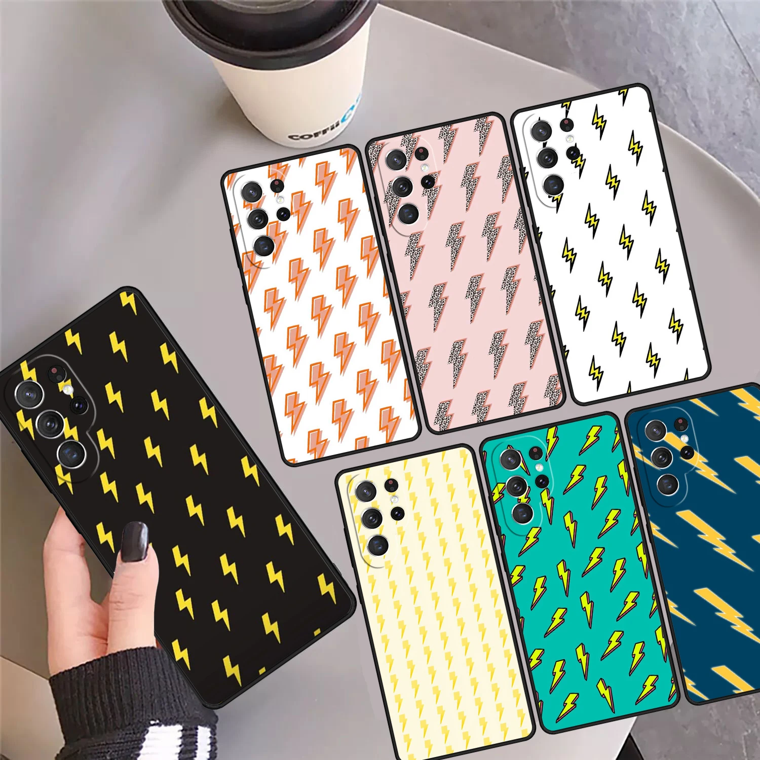 Lightning Bolt Pattern Phone Case Cover Coque For Samsung Galaxy S24 Ultra 23 S22 Plus S21 FE S20 S8 S9 S10 Note 10 Pro Note 20