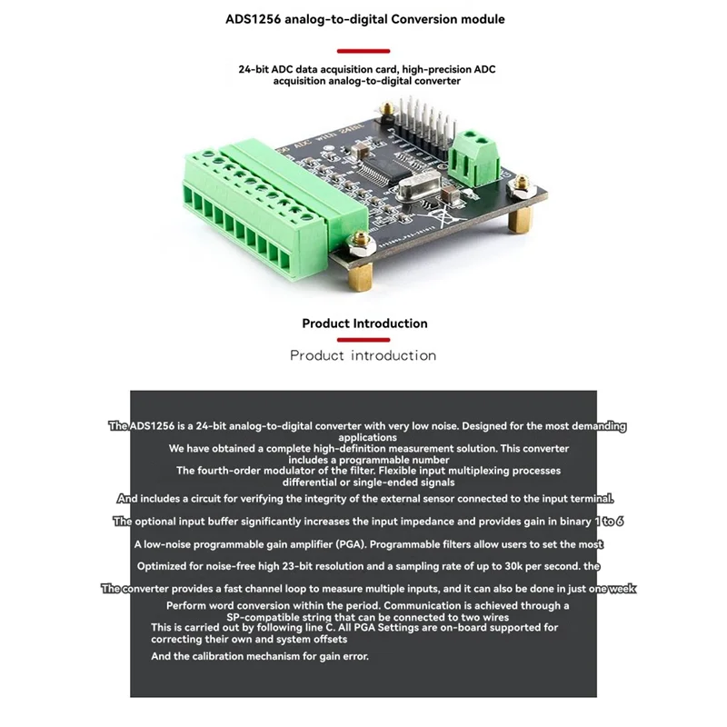 ABZW High Precision Analog To Digital Conversion Board Module ADS1256 24-Bit ADC Data Acquisition Card Converter Board