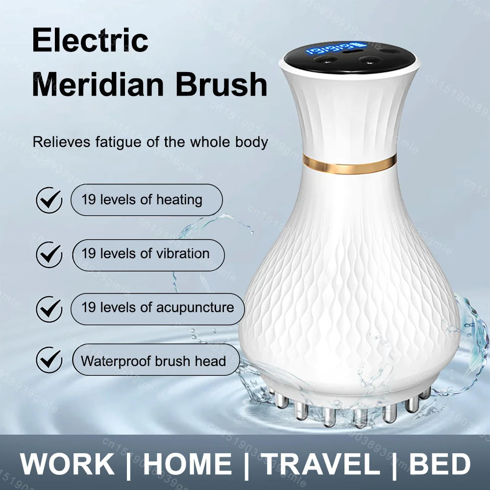 Electric Meridian Brush Microcurrent Pulse Scraping Instrument Red Light Heating Vibration Massage Slimming Up Full Body Massage